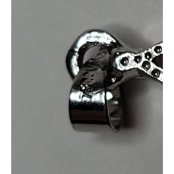 18K White Gold Plated Cross Pendant with Marquise Cut Champagne Colored Stones - Picture 4 of 7